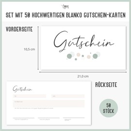Things of Happiness Blank vouchers to fill in (50 pieces) | set of voucher cards | gift voucher for nail salon, hairdresser, massage, cosmetics, etc. (dots)