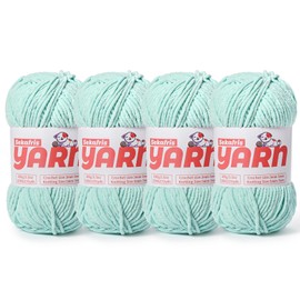 Plush Chunky Chenille Yarn for Crocheting, Soft Fluffy Velvet Yarn for Crocheting Amigurumi, Fuzzy Baby Blanket Knitting 400g/524yds Bulky（4 Aqua Green）