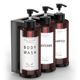 Jewaytec Plastic Soap Dispenser，Wall Mount Shower Pump，No-Drill Wall Mounted Shower Soap Dispenser，Shampoo and Conditioner Dispenser Modern Refillable Shampoo Pump Bottles for Shower Soap