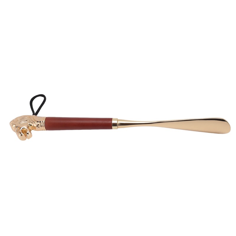 Lion Head Alloy Shoehorn Ergonomic Curves Metal Long Shoehorn with
