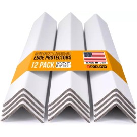 Paclord 24인치 x 2인치 강화 골판지 가장자리 보호대 흰색 12팩 배송용 0.16인치 두꺼운 튼튼한 모서리 [Pack of 12] Paclord 24-inch x 2-inch Reinforced Cardboard Edge Protector White 12-Pack Delivery 0.16-inch Thick Sturdy Corner [Pack of 12]