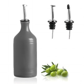 Sweejar Ceramic Olive Oil Dispenser Bottle, Opaque Oil Cruet Protects Oil to Reduce Oxidation, Suitable for Storage Oil, Vinegar, Coffee Syrups & Other Liquids, Pack of 1, 15.5 Fl Oz (Dark Grey)