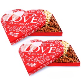 Anna and Sarah 2 Pack Premium Mixed Nuts Large Size Heart Shaped Gift Basket, Walnut-Almond-Cashew-Oregon Hazelnut-Apricot Seed-Pecan For Christmas-Birthday Party-Mom -Dad Everyone