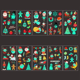 Luminous Christmas Temporary Tattoos for Boys,Girls,Kids,10 Sheets Kids Tattoos Xmas Santa Claus Snowman Elk Tattoo Stickers for Children's Stick on Tattoos Christmas Birthday Theme Party Bag Filler