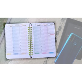 Pocket Calendar "A6 Personal" with Spiral 12 x 16 cm - Weekly Calendar without Date, Perpetual Calendar - 1 Week on 2 Pages - German