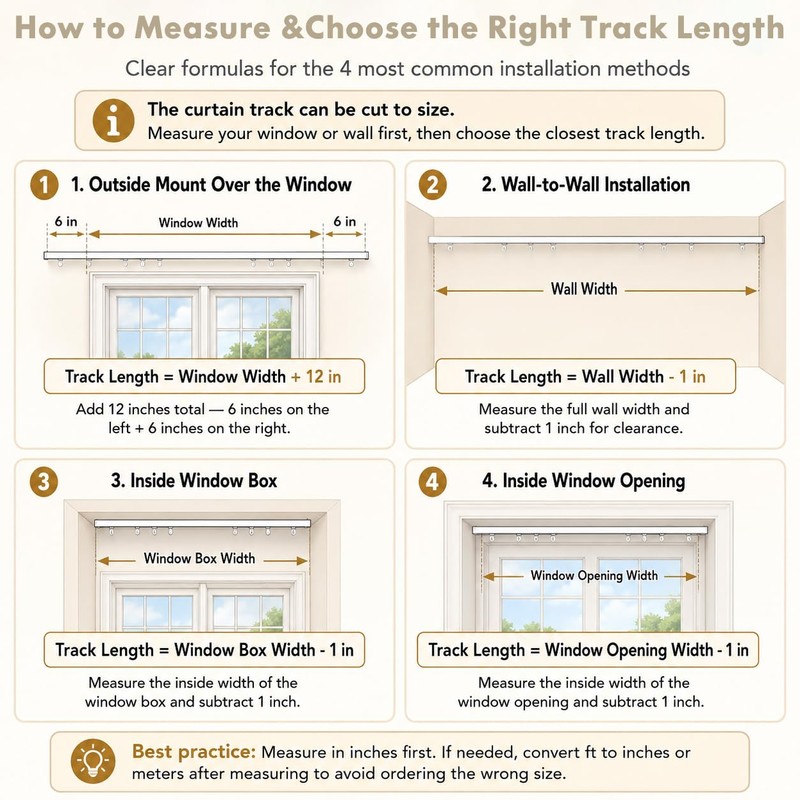 Silent Double Curtain Track Ceiling Mount 5' to 16', Wide
