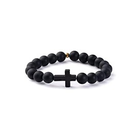 Elevated Faith Classic Black Cross Bracelet (Black, Medium)