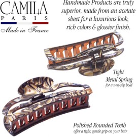 Camila Paris CP3592 French Hair Clip for Women Thick Hair for Long Curly Wavy Hair, Handmade Onyx, Girls Hair Claw Clips, Durable Styling Big Claw Clip for Thick Hair, Strong Hold Grip Made in France
