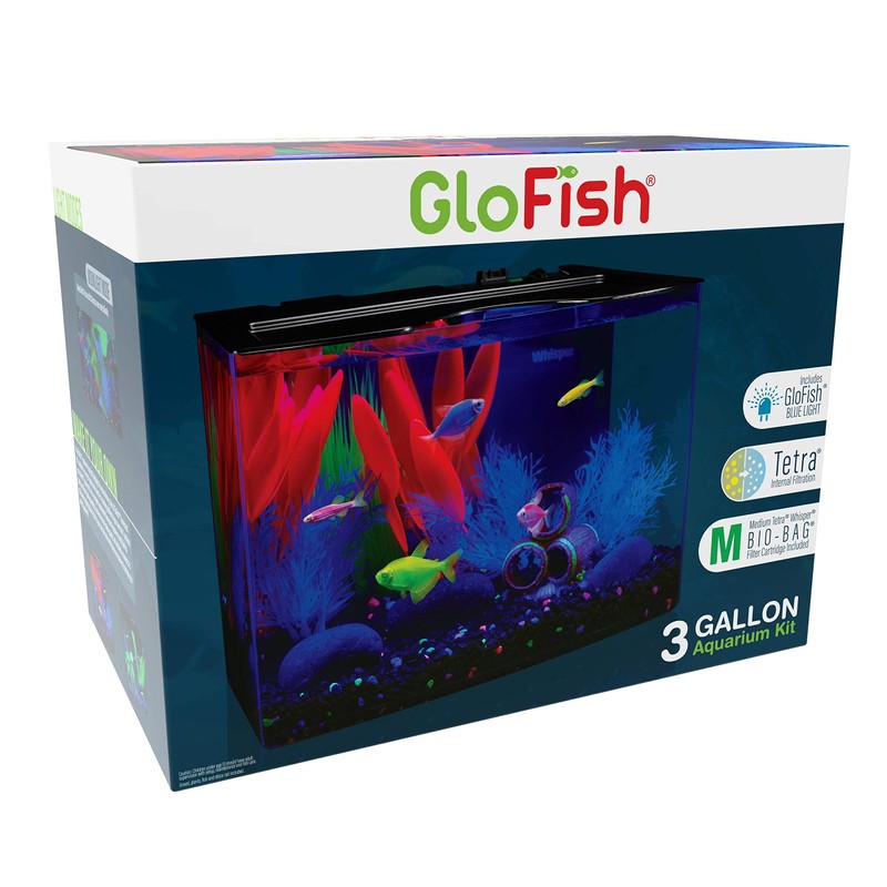 GloFish Crescent aquarium Kit 3 Gallons, Includes Hidden Blue LED