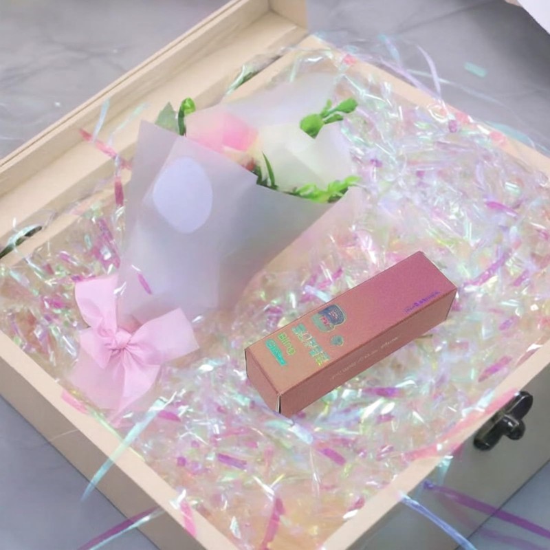 Qingchuang 200G White and Gold Shredded Tissue Paper for Gift