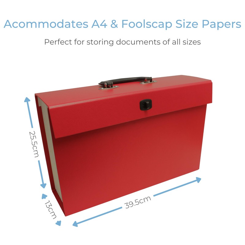 Cathedral Products 21 Pocket Cardboard Expanding File Case - Red
