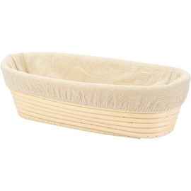 30cm/12 inch Oval Long Banneton Brotform Bread Dough Proofing Rising Rattan Basket & Liner for Professional & Home Bakers