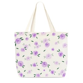 Floral Tote Bag, Spring Canvas Bag For Women, Gifts For Flower Lovers, Boho Tote Bag, Wildflowers Themed Bag, Reusable Grocery Shoulder Bag, Birthday Christmas Gifts For Friends Colleagues D(13)