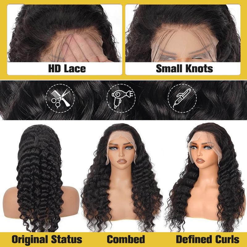 Deep Wave 13x6 Hd Lace Frontal Wigs 180% 250% Density