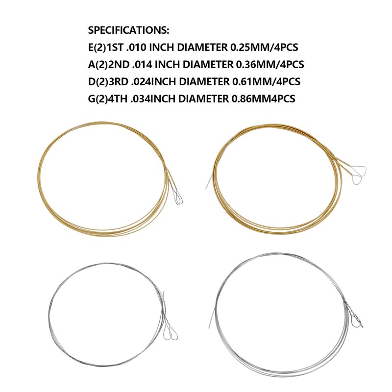 SG Store 2 Sets Mandolin Strings (.010-.034) with Loop End