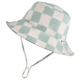 Tiny Twinkle Sun Hat - Adjustable Brim Toddler Sun Hat with UPF 50+ UV Protection (Sage Checkers, 2-4 Years)