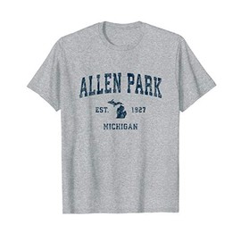 Allen Park Michigan MI Vintage Sports Design Navy Print T-Shirt