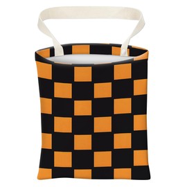 ABUIFDK Car Trash Can, Cute Car Trash Bag, Hanging Car Organizer and Storage Bag, Trash Bin for Car Accessories, Vehicle, Travelling, Camping Orange Black Checkerboard