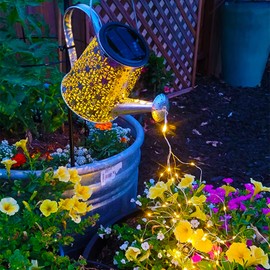 VOOKRY Solar Watering Can with Lights, Large Hanging Solar Waterfall Lights Waterproof Outdoor Garden Decor Solar Lights for Yard Porch Lawn Backyard Landscape Pathway Patio Outside Gardening Gifts