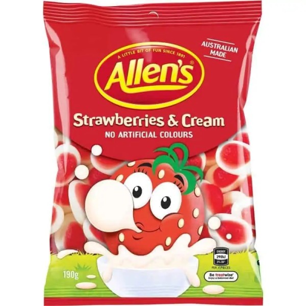 Allens Bulk Allens Strawberries & Cream 190g ($5.00 each x 12 units)