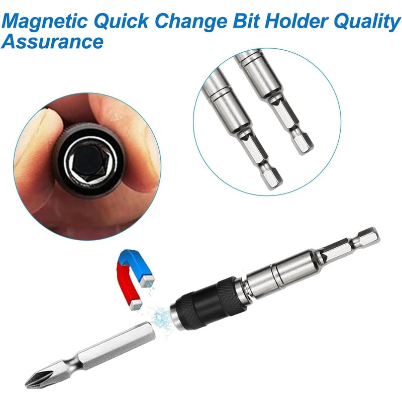 4 Pcs Drill Bit Holder, Magnetic Bit Holders 45# Steel