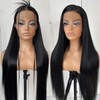 MITIMES 13x6 Long Straight Lace Front Wigs Natural Black Glueless