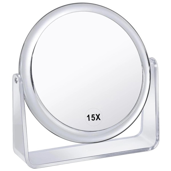 MKUMIR 15X Magnifying Vanity Mirror with 360-Degree Swivel for Makeup