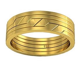 OFLIUM 5 Band Chain design 925 Sterling Silver Turkish puzzle ring, 18K Gold plated Yellow color or Silver color Braided Knot interlocking ring (18K Yellow Gold Plated, 10)