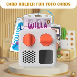 Agamino Card Holder for Yoto Cards, 10Pcs Vertical Half Card Badge Holders with 4 Ring Loops & Case Bag for Yoto Card, Removable Clear Crystal Hard Card Holder with Grippers for Travel, Storage