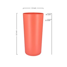 Yalin 26 ounce Plastic Tumblers/Large Drinking Glasses/Party Cups/Iced Tea Glasses,Unbreakable, Dishwasher Safe, BPA Free,set of 6 in 6 Assorted Colors