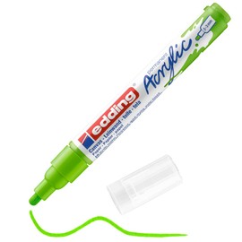 edding 5100 acrylic marker medium - yellow-green - 1 waterproof acrylic paint marker - round nib 2-3mm - acrylic paint pen for drawing on canvas, art paper and wood - acrylic markers for pebbles