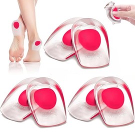 Taloneras De Gel para Hombre Mujer,3 Pares De Plantillas De Gel para espolon calcaneo,Copas De Silicona para El Talón en Forma de U,para Fascitis Plantar,Almohadillas Invisibles De Talón…