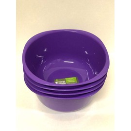 ECO Unbreakable Colourful Plastic Bowls with Cover Set of 4 Shatterproof 100% Food Safe Perfect for Camping, Indoor, Outdoor and Picnic (Purple, Small 800ML)