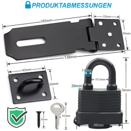 Stainless Steel Bolt Lock Hasp & Padlock with Screws, Safety Device for Garden Gate, Door Bolt, 4 Inch Lock Device Hasp, Shed Lock for Garden, Bedroom, Door, Cabinet