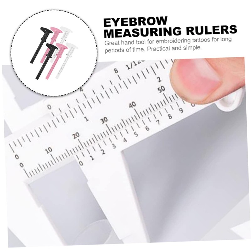 Angoily 6pcs Eyebrow Calipers Dual Scale Ruler for Precise Eyebrow