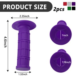 2PCS Motorcycle Grips,Anti-Slip Rubber Dirt Bike Grips with 7/8" Left & 1" Right Compatible with CRF KXF,Universal Motorcycle/Bike Handlebar Grips for Women & Men (Purple)