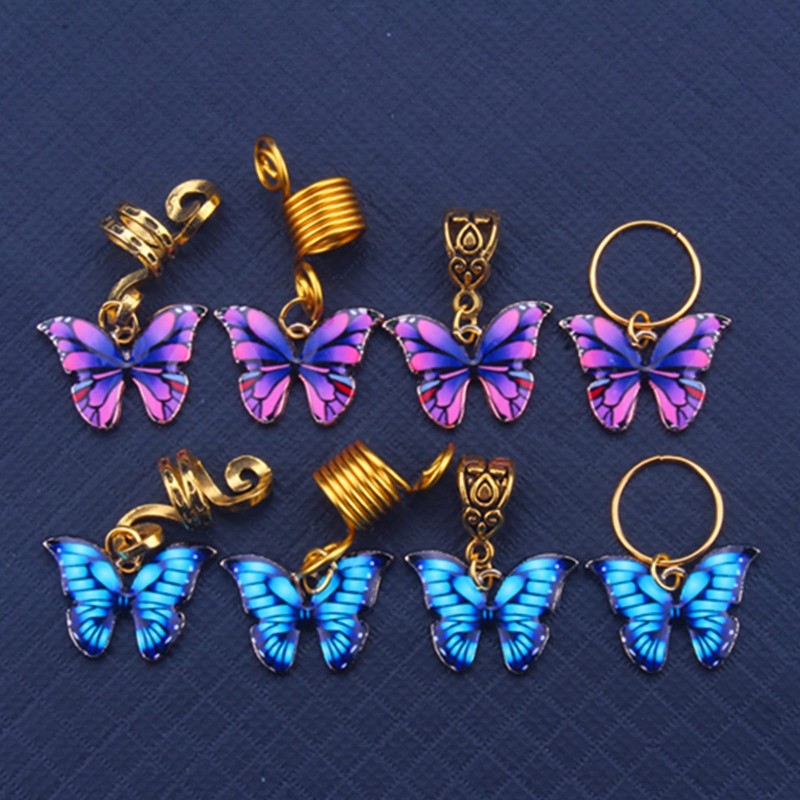8PCS Butterfly Braids Hair Clips Butterfly Dreadlock Accessories Charms African