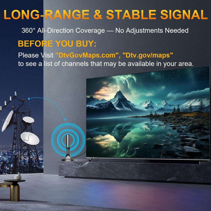 Digital Indoor TV Antenna for Smart TV for Local Channels
