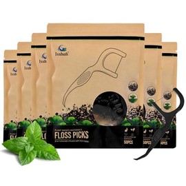 Palillos de hilo dental Isshah (300 unidades): palillos de hilo dental de origen vegetal para un cuidado bucal superior, higiene dental y salud de las encías, palillos de hilo dental sin crueldad