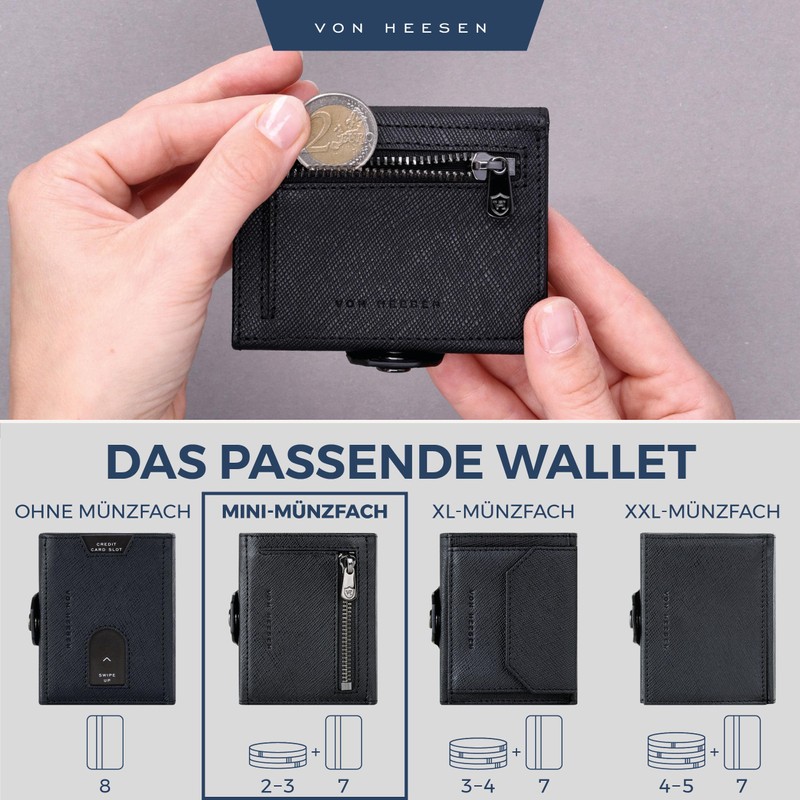VON HEESEN Credit Card Holder Credit Card Holder, Black Saffiano,