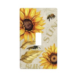 Sunflower Bee Flower Single Toggle Light Switch Plate Decorative Electrical Wall Plates, 1 Gang Light Switch Cover Plate 2.75" X 4.5" For Kitchen Bedroom Home Decor