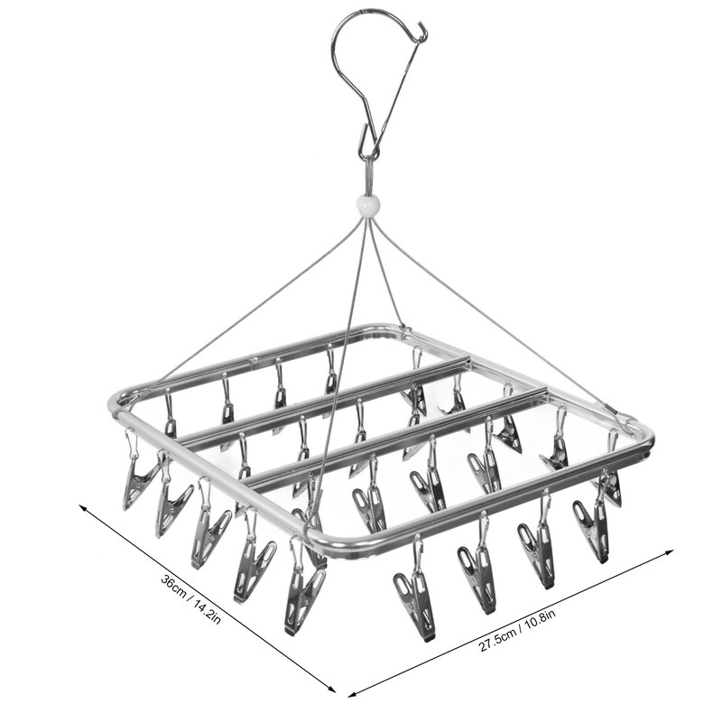 Multifunction Aluminum Alloy Laundry Drying Rack with 26 Clips for