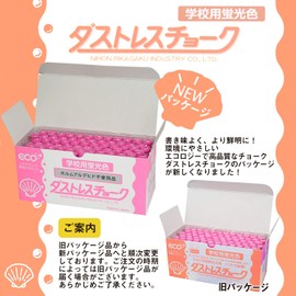 Nippon Rikaku Dustless Fluorescent Chalk, DCK-72-R, Red, 72 Count