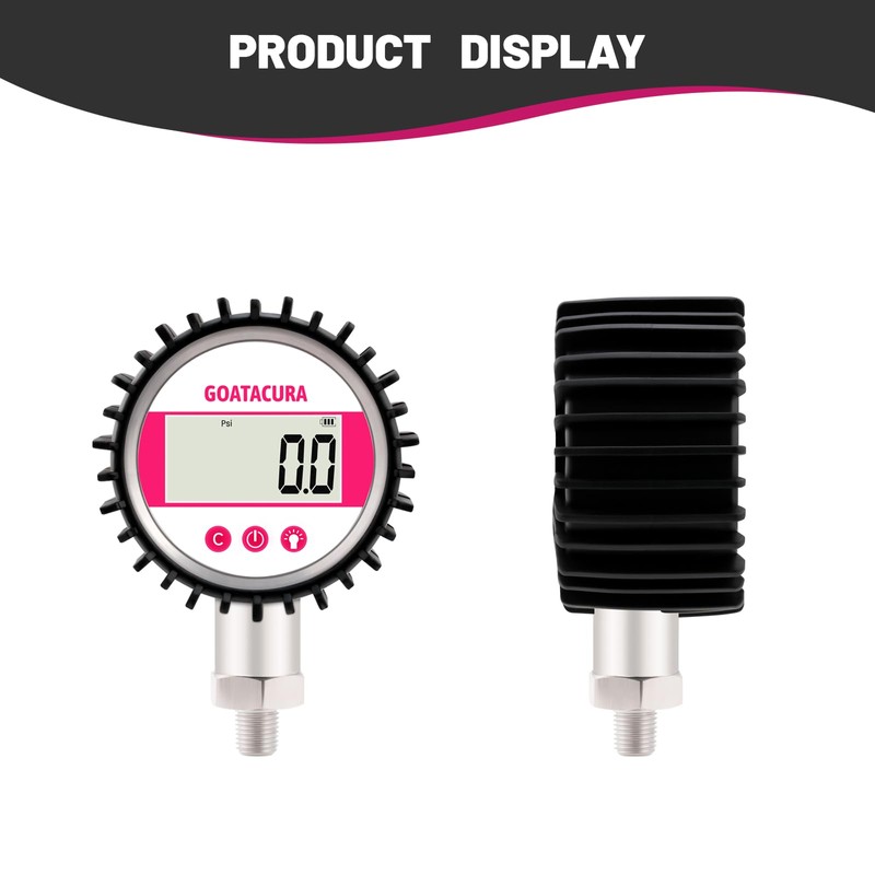 GOATACURA 0-10000psi Digital Industrial Pressure Gauge, 3-1/8" Dial Size, 1/4"