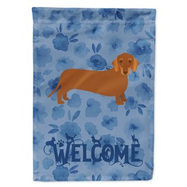 Caroline's Treasures CK6076GF Dachshund Welcome Garden Flag Mailbox Flag Decorative Yard Flag Banner Outside Patio Artwork Yard Flower Beds, Garden Size, Multicolor