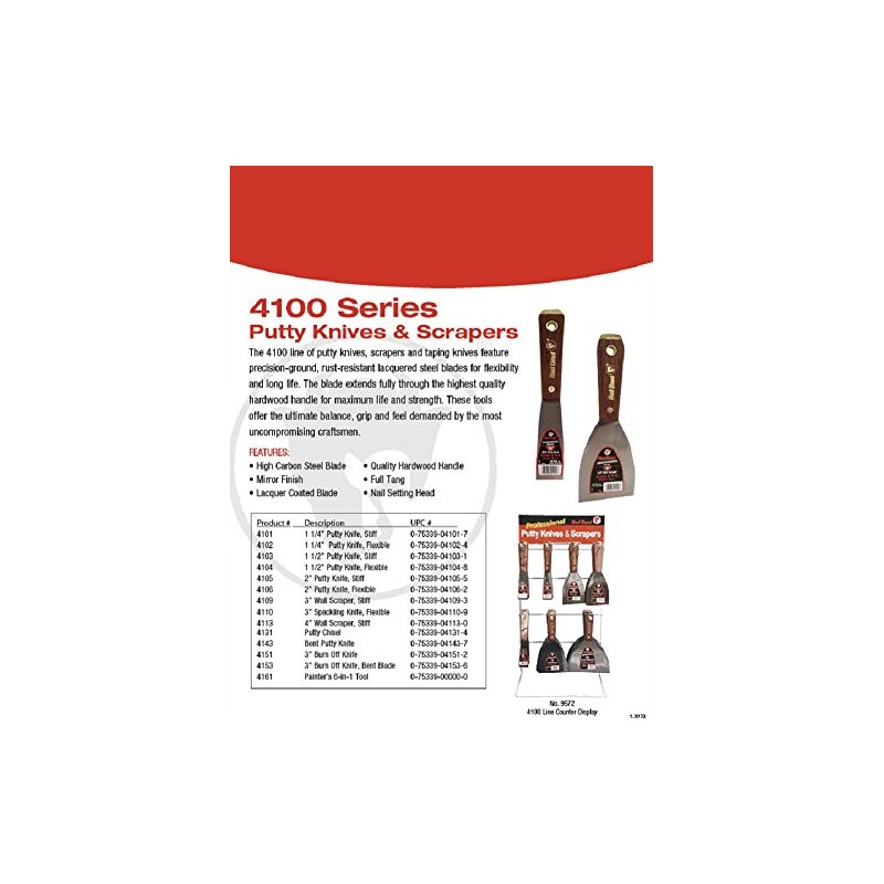 Red Devil 4101 1.25-Inch Stiff Putty Knife, Multi