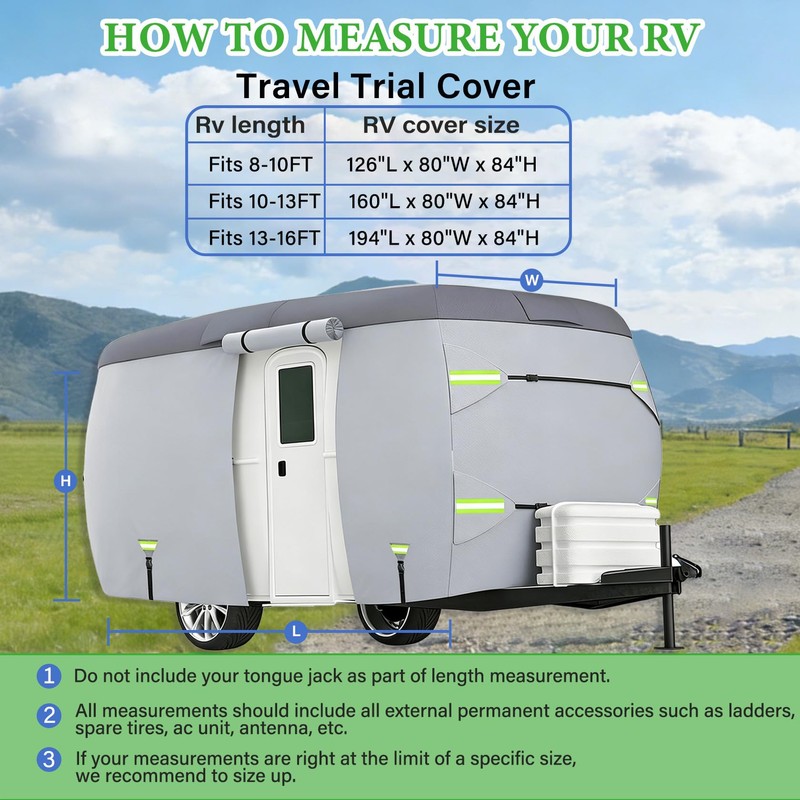 Fiberglass Travel Trailer Cover 7 Layers Breathable Waterproof Rip-Stop Camper