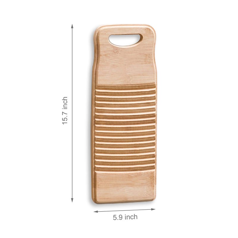 Lakingo Natural Bamboo Hand Washboard for Laundry, Small Wood Scrub