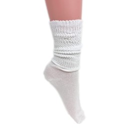 AWS/American Made Cotton Lightweight Slouch Socks for Women Extra Thin Socks Size 9 to 11 (White - 1 Pair)