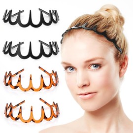 ZKGYUS Zigzag Hair Band Pack of 4 Shark Tooth Hair Comb Hair Band Wavy Plastic Headband Make Up Headband for Sports Fitness Daily for Women and Girls